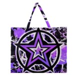 Purple Star Zipper Large Tote Bag