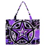 Purple Star Zipper Medium Tote Bag