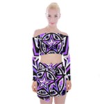 Purple Star Off Shoulder Top with Mini Skirt Set