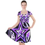 Purple Star Cap Sleeve Midi Dress