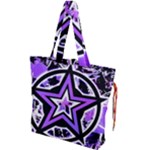 Purple Star Drawstring Tote Bag