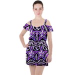 Purple Star Ruffle Cut Out Chiffon Playsuit