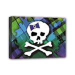 Rainbow Plaid Skull Mini Canvas 7  x 5  (Stretched)
