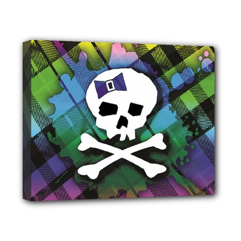 Rainbow Plaid Skull Canvas 10  x 8  (Stretched) from ArtsNow.com
