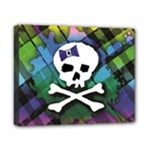 Rainbow Plaid Skull Canvas 10  x 8  (Stretched)