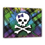 Rainbow Plaid Skull Canvas 16  x 12  (Stretched)