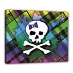 Rainbow Plaid Skull Canvas 20  x 16  (Stretched)