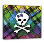 Rainbow Plaid Skull Canvas 24  x 20  (Stretched)