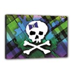 Rainbow Plaid Skull Canvas 18  x 12  (Stretched)