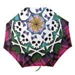 Rainbow Plaid Skull Folding Umbrella