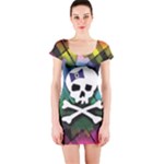 Rainbow Plaid Skull Short Sleeve Bodycon Dress