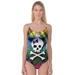 Rainbow Plaid Skull Camisole Leotard 