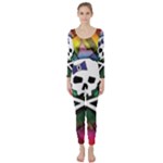 Rainbow Plaid Skull Long Sleeve Catsuit