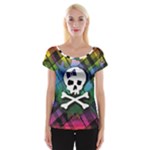 Rainbow Plaid Skull Cap Sleeve Top