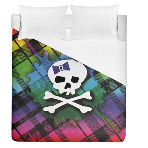 Rainbow Plaid Skull Duvet Cover (Queen Size) from ArtsNow.com