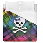 Rainbow Plaid Skull Duvet Cover (Queen Size)