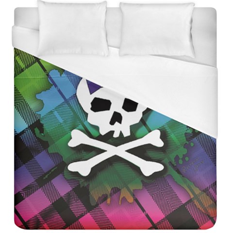 Rainbow Plaid Skull Duvet Cover (King Size) from ArtsNow.com