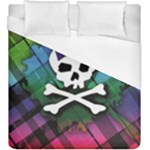 Rainbow Plaid Skull Duvet Cover (King Size)