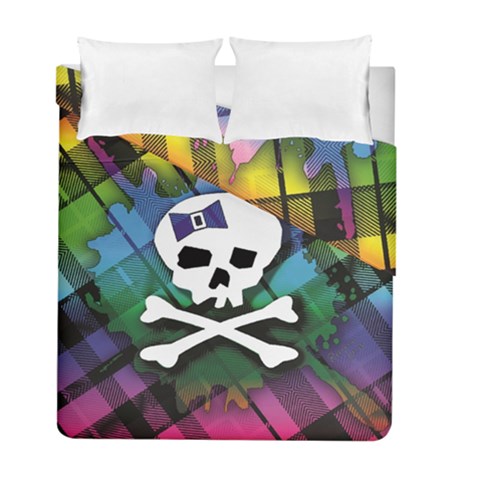 Rainbow Plaid Skull Duvet Cover Double Side (Full/ Double Size) from ArtsNow.com