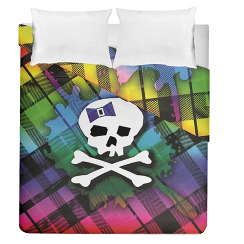 Rainbow Plaid Skull Duvet Cover Double Side (Queen Size) from ArtsNow.com