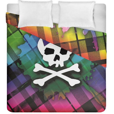 Rainbow Plaid Skull Duvet Cover Double Side (King Size) from ArtsNow.com
