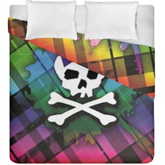 Rainbow Plaid Skull Duvet Cover Double Side (King Size) from ArtsNow.com