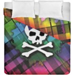 Rainbow Plaid Skull Duvet Cover Double Side (King Size)