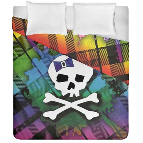 Rainbow Plaid Skull Duvet Cover Double Side (California King Size) from ArtsNow.com