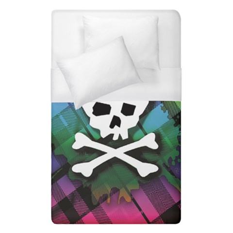 Rainbow Plaid Skull Duvet Cover (Single Size) from ArtsNow.com