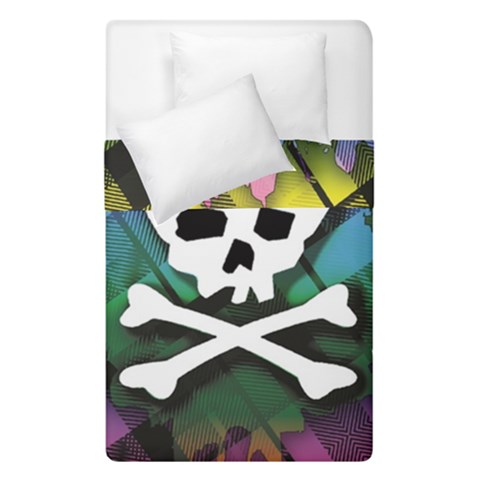 Rainbow Plaid Skull Duvet Cover Double Side (Single Size) from ArtsNow.com