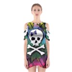 Rainbow Plaid Skull Shoulder Cutout One Piece Dress