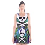 Rainbow Plaid Skull Scoop Neck Skater Dress