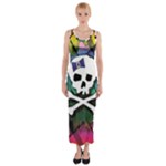 Rainbow Plaid Skull Fitted Maxi Dress