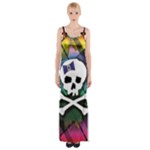 Rainbow Plaid Skull Thigh Split Maxi Dress