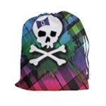 Rainbow Plaid Skull Drawstring Pouch (XXL)