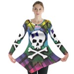 Rainbow Plaid Skull Long Sleeve Tunic 