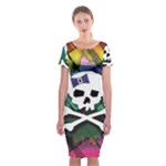 Rainbow Plaid Skull Classic Short Sleeve Midi Dress