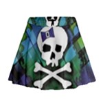 Rainbow Plaid Skull Mini Flare Skirt