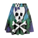 Rainbow Plaid Skull High Waist Skirt