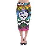 Rainbow Plaid Skull Midi Pencil Skirt