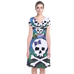 Short Sleeve Front Wrap Dress 