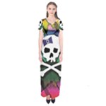 Rainbow Plaid Skull Short Sleeve Maxi Dress