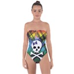 Rainbow Plaid Skull Tie Back One Piece Swimsuit