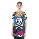 Rainbow Plaid Skull Skirt Hem Sports Top