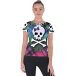 Rainbow Plaid Skull Short Sleeve Sports Top 