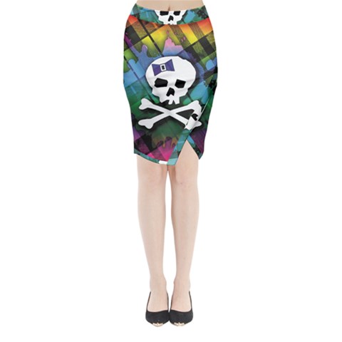 Rainbow Plaid Skull Midi Wrap Pencil Skirt from ArtsNow.com
