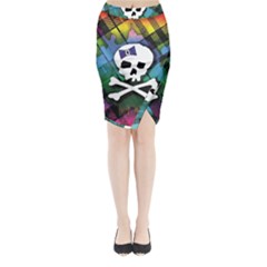 Rainbow Plaid Skull Midi Wrap Pencil Skirt from ArtsNow.com
