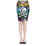 Rainbow Plaid Skull Midi Wrap Pencil Skirt