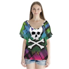 V-Neck Flutter Sleeve Top 
