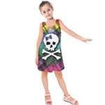 Rainbow Plaid Skull Kids  Sleeveless Dress